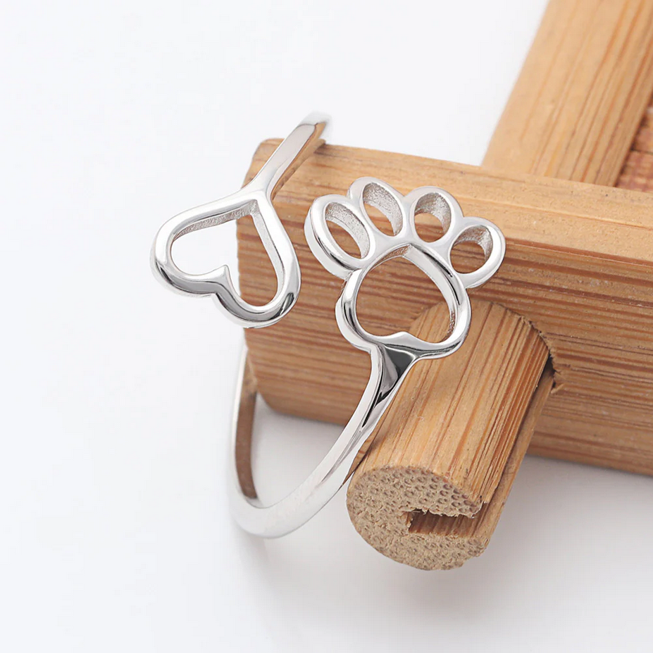 Adjustable Paws HEART Print Promise Ring