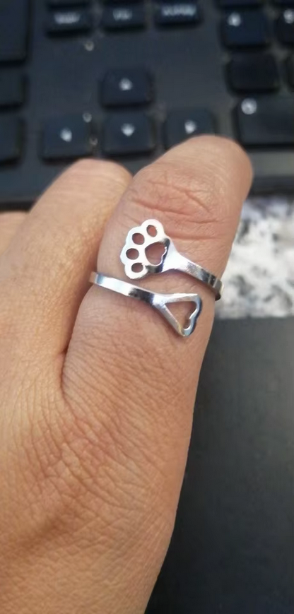 Adjustable Paws HEART Print Promise Ring