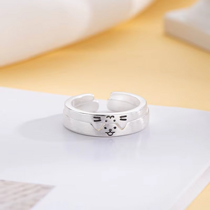 Double Dog And Cat Promise Ring (2PCs)