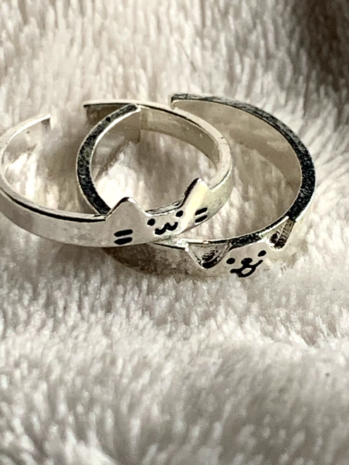 Double Dog And Cat Promise Ring (2PCs)