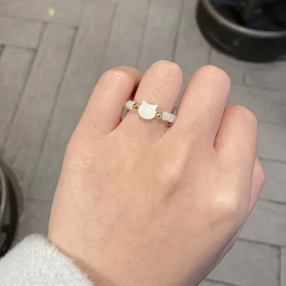 Handmade Moonstone Cat Ring