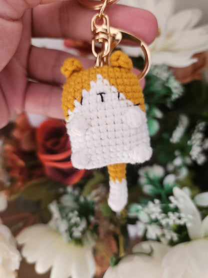 Cute Ginger Cat Knitted Keychain